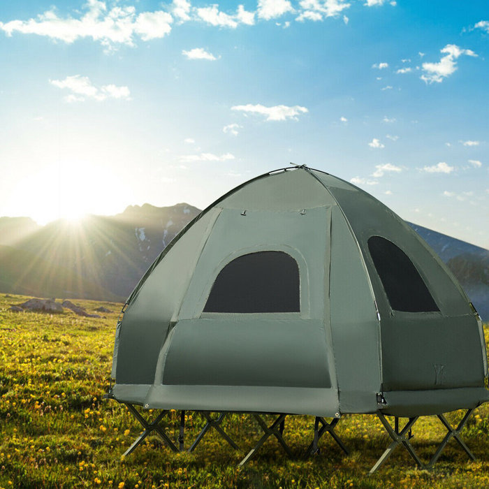 ovve 2Person Compact Portable PopUp Tent Air Mattress And Sleeping